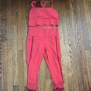 Athleta Red Leggings and Top Set